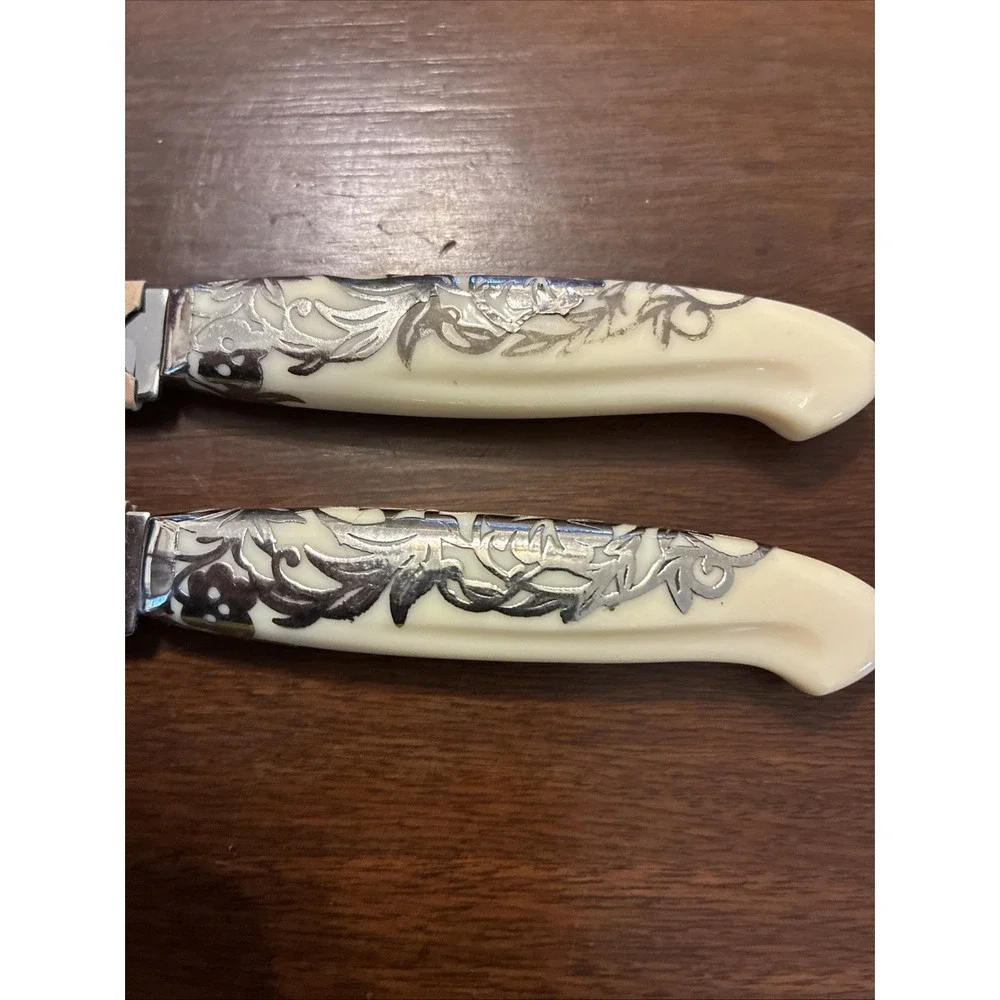 VTG Camillus Cutlery 50's Decorative Handles Steak Knife Set of 3 In Sheath